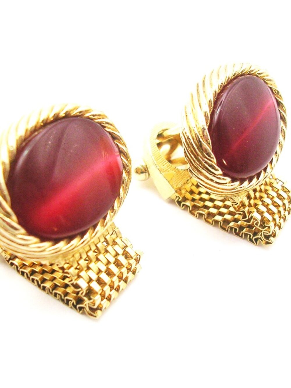 Vintage Mesh Wrap Cuff Links gold tone Shirt Accessory Men Formal Wear